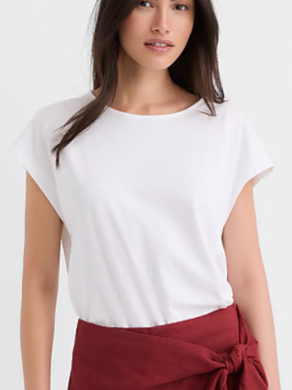 Nwt Loft Xl White Modern Wedge Tee Cap Sleeve Top